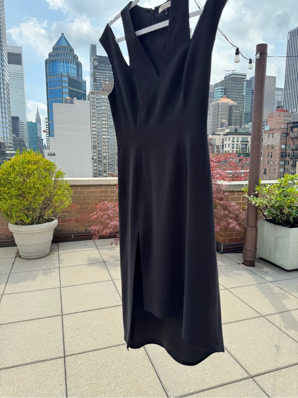 Halston Heritage Black Asymmetrical Midi Dress - Picture 5 of 7